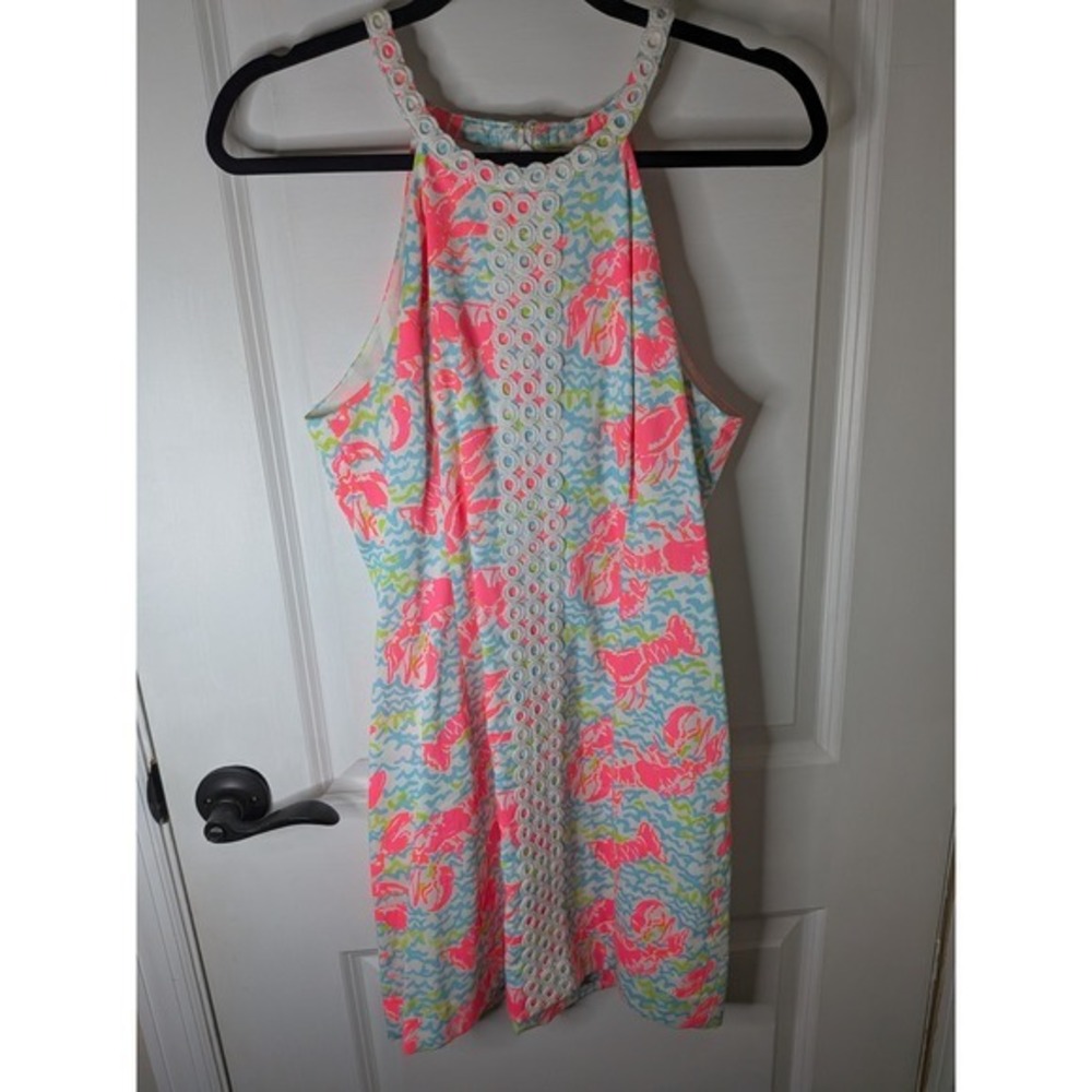 Lilly Pulitzer Pearl Shift Dress 8 Pop Up Lobstah Roll Pink Blue White 28559 NWT
